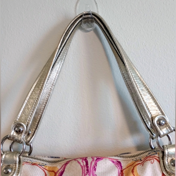 Coach Poppy Dream Multi Signature Optic Soulder Glam Tote Bag EUC - Picture 3 of 15